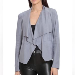 EUC Bagatelle Faux Suede Drape Jacket in Stone Blue